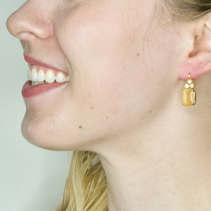 Gold Cat's Eye and Crystal Drop Earrings by AMARO