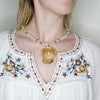 Mexican Filigree Butterfly Pendant Necklace from Oaxaca - White Quartz Beads