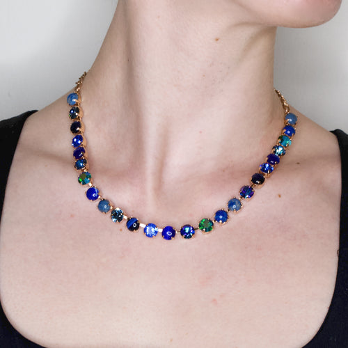 Blue Swarovski Crystal Lapis Lazuli Rose Gold Necklace by AMARO