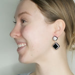 Semi-Precious Onyx and Pearl Post Earrings