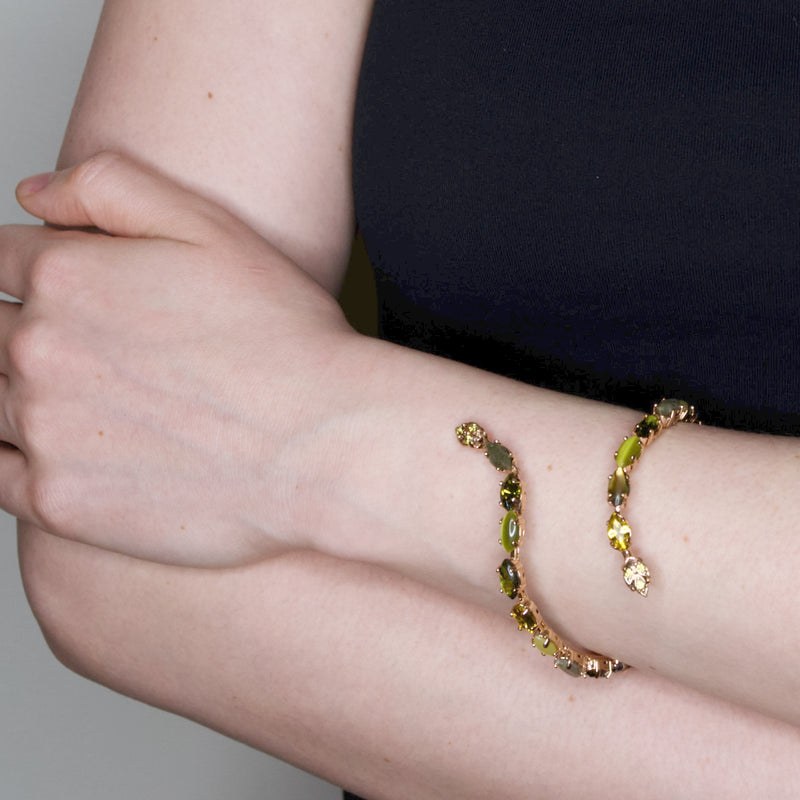 Green Serpent Gold Wrap Bracelet by AMARO