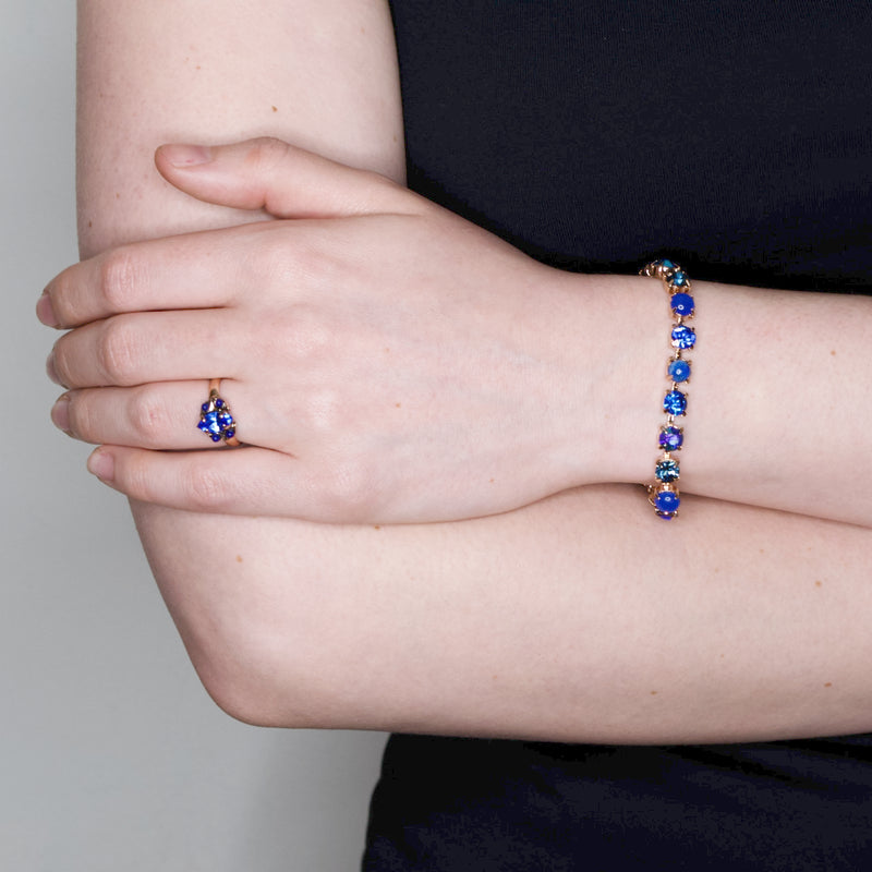Blue Swarovski Crystal and Lapis Lazuli Rose Gold Tennis Bracelet by AMARO