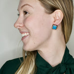 Square Turquoise Post Earrings