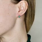 Green Flower Burst Sterling Silver Earrings - Armenian Jewelry