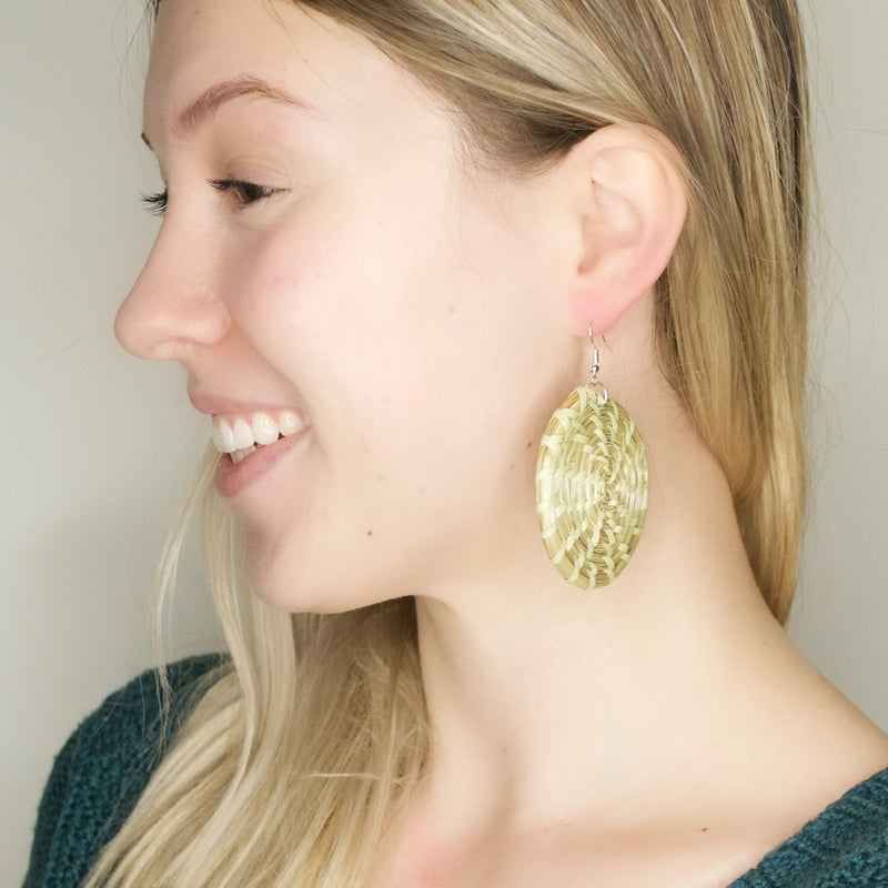 Gullah-Geechee Round Woven Sweetgrass Earrings