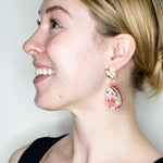Mother of Pearl and Swarovski Strass Floral Drop Earrings by DUBLOS