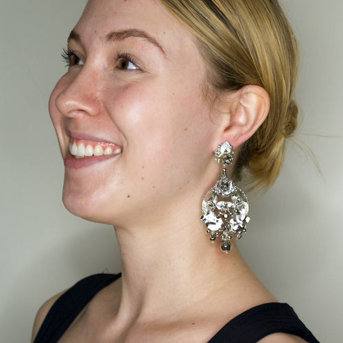 Silver Flower Wreath Pendant Earrings by DUBLOS