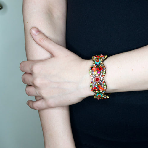 Multi-Colored Vibrant Swarovski Crystal Cuff by DUBLOS