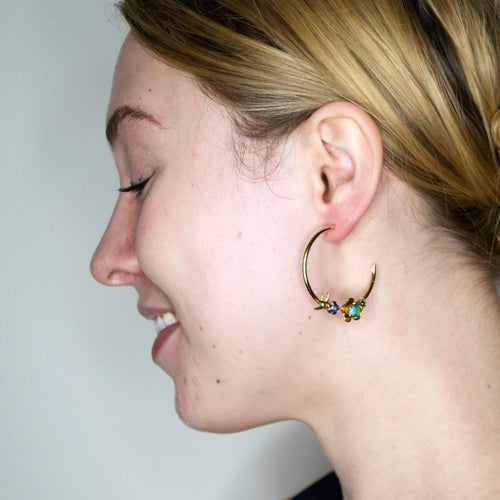 Delicate Turquoise Sparrow Hoop Earrings by AMARO