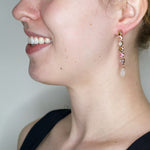 Rose Quartz and Crystal Floral Drop Earrings by AMARO