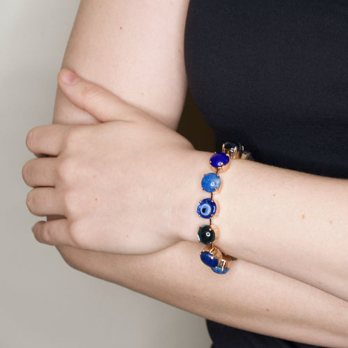 Evil eye of Protection Blue and Gold Gemstone Bracelet by AMARO