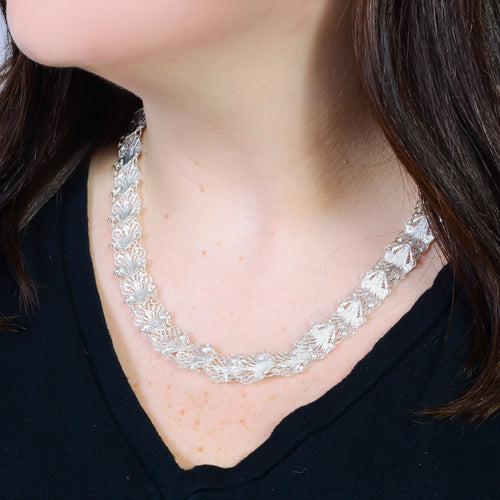 Sterling Silver Filigree Lace Necklace
