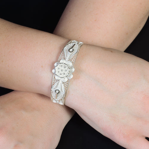 Blossom Sterling Silver Filigree Adjustable Bracelet