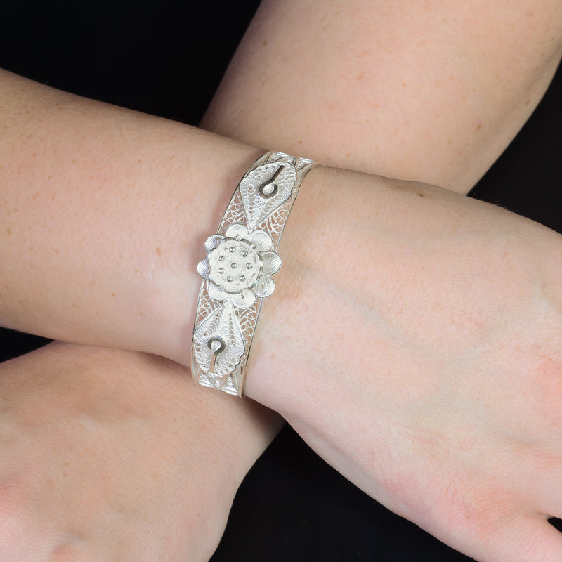 Blossom Sterling Silver Filigree Adjustable Bracelet
