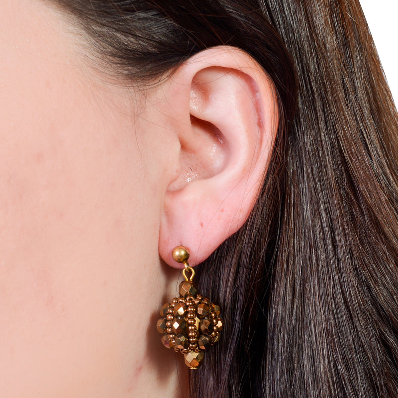 Murano Handblown Glass Bead Earrings - Gold