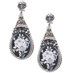 Cameo and Crystal Pendant Earrings by DUBLOS