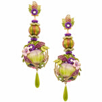 Silk and Flower Drop Pendant Earrings by DUBLOS