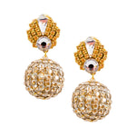 Golden Crystal Drop Earrings by DUBLOS