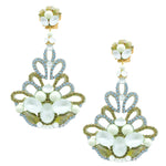 Dainty Green Swarovski Strass and Crystal Pendant Earrings by DUBLOS