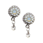 Dainty Swarovski Crystal and Pearl Pendant Earrings by AMARO