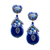 Deep Blue Mother of Pearl Crystal Teardrop Pendant Earrings by DUBLOS