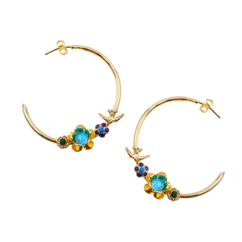 Delicate Turquoise Sparrow Hoop Earrings by AMARO
