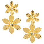 Golden Double Drop Flower Earrings