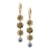 Dripping Pearl and Blossom Gold Earrings by Eric et Lydie