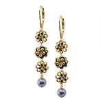Dripping Pearl and Blossom Gold Earrings by Eric et Lydie