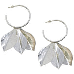 Drop Leaf Silver Hoop Earrings