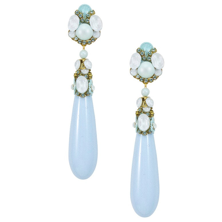 Ice Blue Tear Drop Earrings by DUBLOS