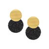 Natural Rice Fiber Black Circle Earrings