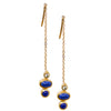 Elegant Gold Plated Lapis Lazuli Chain Earrings