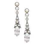 Elegant Swarovski Crystal and Pearl Drop Earrings by AMARO
