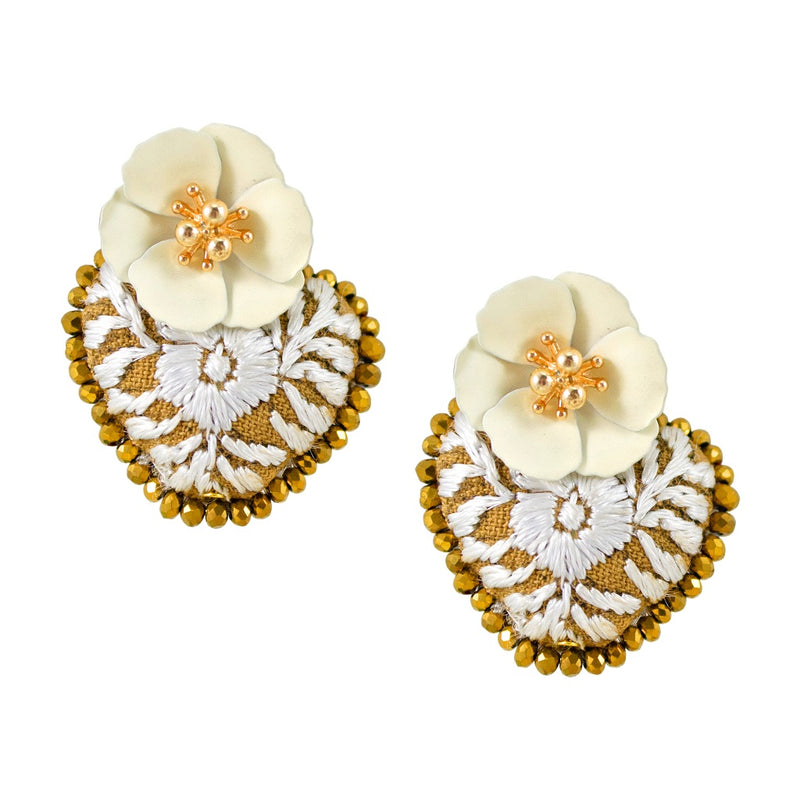 Embroidered Mexican Heart Earrings