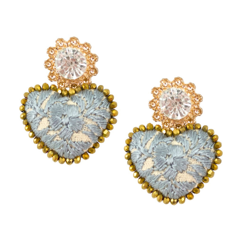 Embroidered Mexican Heart Earrings