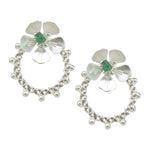 Flower Wreath Earrings with Raw Colombian Emeralds