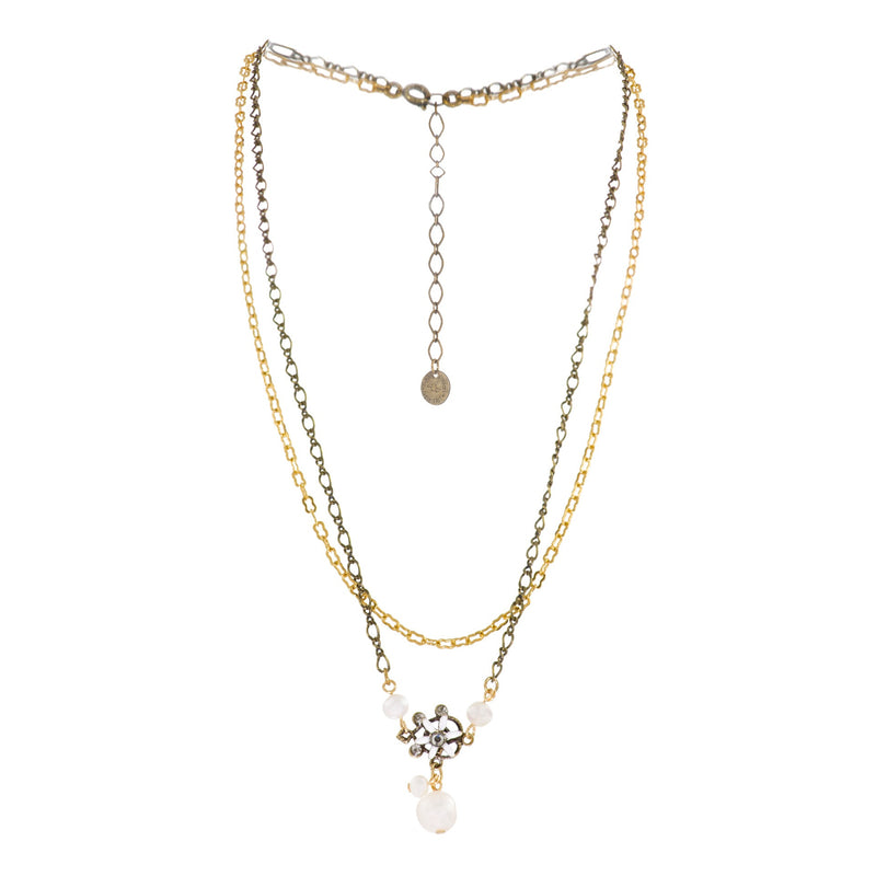 Flower and Pearl Necklace by Eric et Lydie