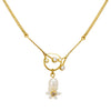 Golden Drop Pearl and Flower Necklace by Eric et Lydie
