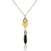 Flower and Onyx Drop Pendant Necklace by Eric et Lydie