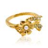 Gold Plated Daisy and Swarovski Crystal Ring by Eric et Lydie - Size 6