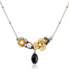 Flower and Onyx Drop Pendant Necklace by Eric et Lydie