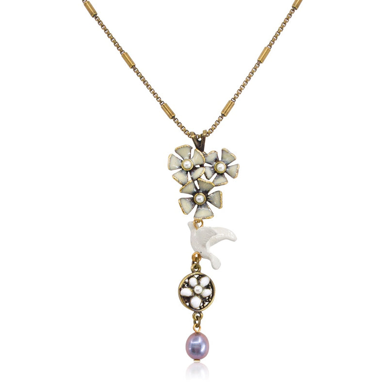 Sweet White Dove Pendant Necklace by Eric et Lydie