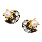 Delightful Crystal and Pearl Post Earrings by Eric et Lydie