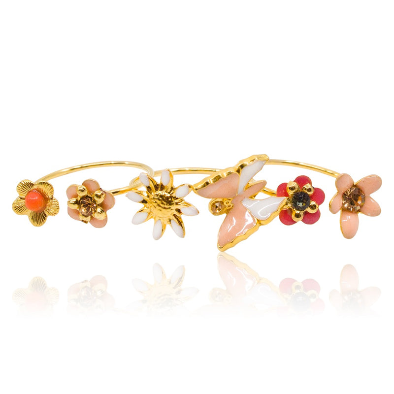 Butterfly and Floral Stackable Ring by Eric et Lydie
