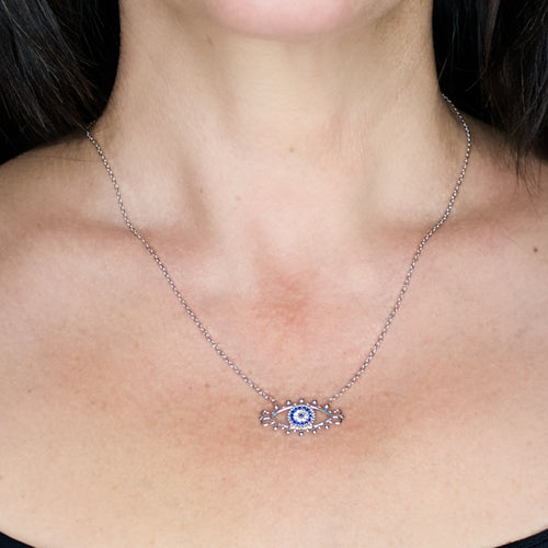 Evil Eye Sterling Silver Pendant Necklace