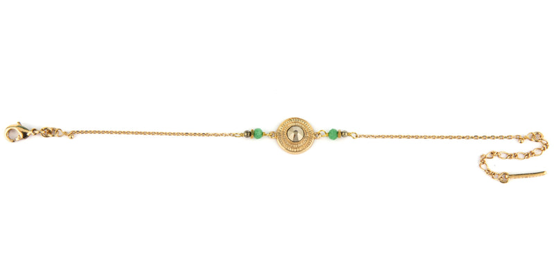 Delicate Gold Hematite and Green Jasper Bracelet by Satellite Paris