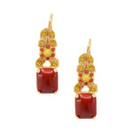 Fiery Carnelian and Swarovski Crystal Gold Drop Earrings by AMARO