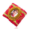 Red Embroidered Frida Kahlo Image Mexican Cuff Bracelet