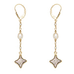 Delicate Pearl and Mother of Pearl Gold Earrings